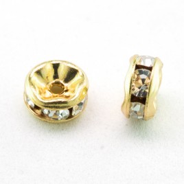 Clear Crystal 4-5mm gold plated Czech Crystal Rhinestone rondelles