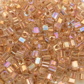 Clear glass, Copper Lined and Rainbow Cube, size 2x2mm