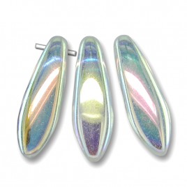 Clear glass Crystal AB or Rainbow metallic 5x16mm glass dagger bead
