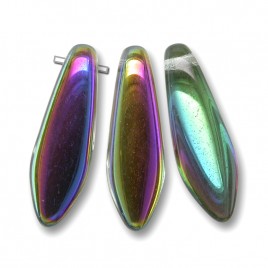 Clear glass metallic half coated 5x16mm glass dagger bead