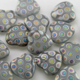 Clear Matt Peacock 16mm heart, with a 0.8mm hole.