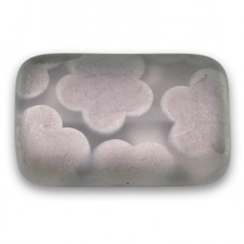 Clear Matt Peacock Silver Flower 19x12mm Rectangular Pressed Glass Czech Bead