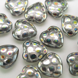 Clear Peacock 16mm heart, with a 0.8mm hole.