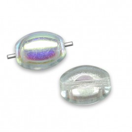 Clear Rainbow  Beetle 7x9mm Pressed Czech Glass Bead