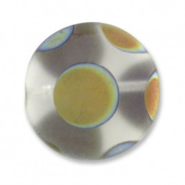 Clear Spot  Matt Peacock Disc 17mm  Pressed Czech Glass Bead