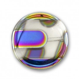 Clear Stripe Peacock  Disc 17mm Pressed Czech Glass Bead