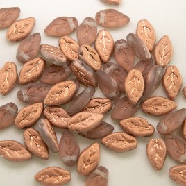 Copper Shimmer Matt leaf 10x6mm glass bead.