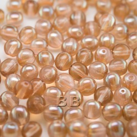 Cream Pink 6mm round Czech glass druk beads - Retail system