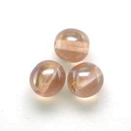 Cream Pink 6mm round Czech glass druk beads