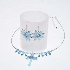 Crystal Blue Dragonfly Pendant Seed Bead Colorway