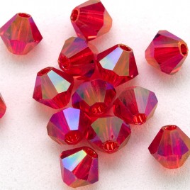 Czech Crystal Bohemica Bicone Bead 4mm Light Siam (907) Radiance2