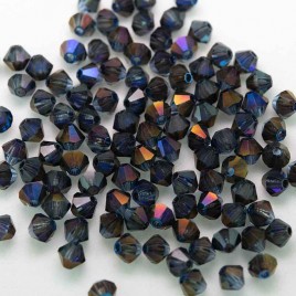 Czech Crystal Bohemica Bicone Bead 4mm Sapphire (350) Azuro