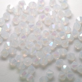 Czech Crystal Bohemica Bicone Bead 4mm White Opal (010) Radiance2