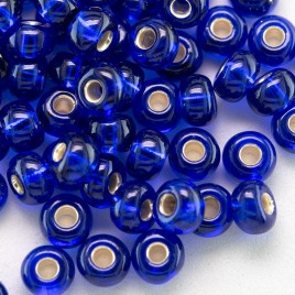 Dark Blue glass,silver lined, size 5/0