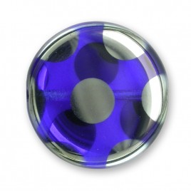 Dark Blue Peacock Disc 17mm Pressed Czech Glass Bead