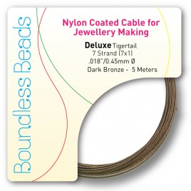 Dark Bronze coloured, nylon coated 0.45mm/.018" Dia.7x1 Tigertail