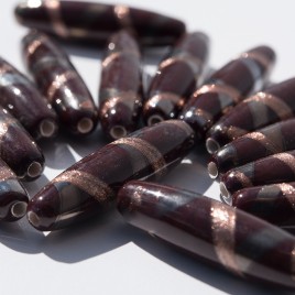 Dark Red Elegant Oval 27x7mm Czech Lampwork Beads