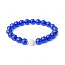 Deep Blue 8mm Glass Bead Bracelet