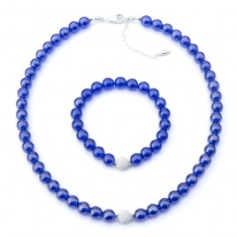 Deep Blue 8mm Glass Bead Necklace