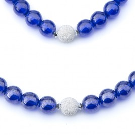 Deep Blue 8mm Glass Bead Necklace