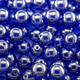 Deep Blue 8mm round Czech glass druk beads