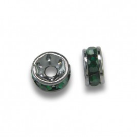 Emerald 4.5mm Black Plate Czech Crystal Rhinestone Rondelles