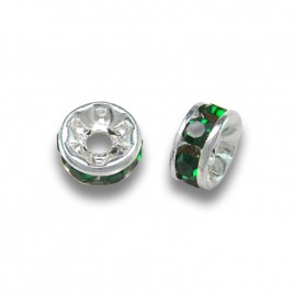 Emerald 4.5mm Silver Plate Czech Crystal Rhinestone Rondelle