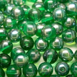 Fern Green 8mm round Czech glass druk beads