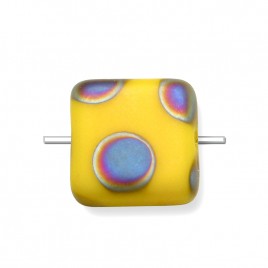 Freesia Peacock Matt 10x10mm Square glass bead - Retail system