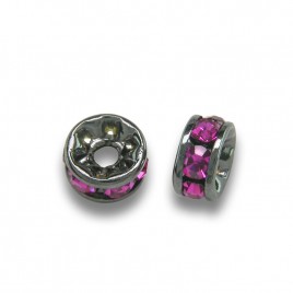 Fuchsia 4.5mm Black Plate Czech Crystal Rhinestone Rondelles