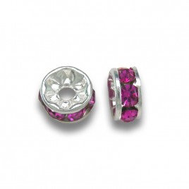 Fuchsia 4.5mm Silver Plate Czech Crystal Rhinestone Rondelle