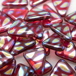 Fuchsia Peacock Triangle 15x19mm Pressed Glass bead - Retail system