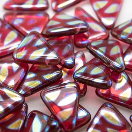 Fuchsia Peacock Triangle 15x19mm Pressed Glass bead - Retail system