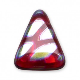 Fuchsia Peacock Triangle 15x19mm Pressed Glass bead - Retail system