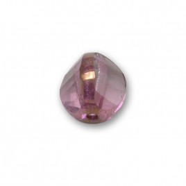 Gentle Amethyst 8mm Tricon Cut, Golden Finished Fire Polished Glass Bead