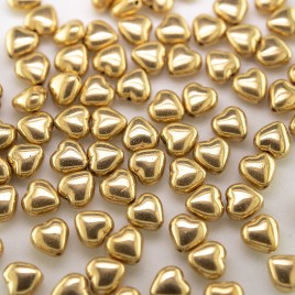 Gold Metallic Heart 6mm Pressed Czech Glass Bead - Retail system