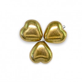 Gold Metallic Heart 6mm Pressed Czech Glass Bead - Retail system