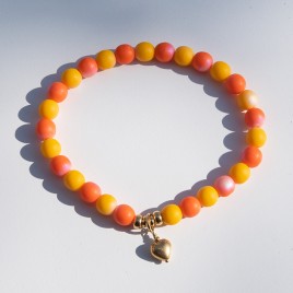 Golden Amber Czech Glass Gold Heart - Love Bracelet