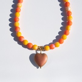 Golden Heart Bead Necklace – Sterling Silver (gold finish) components.