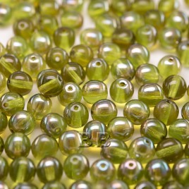 Green Oasis 6mm round Czech glass druk beads