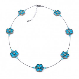 Hawaiian Ocean Florice Necklace &ndash; Sterling Silver (black finish) components.