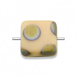 Italian Straw Peacock Matt 10x10mm Square pressed Czech glass bead