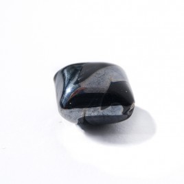 Jet 12x12mm Diamond Cushion with Hematite effect Czech glass Lampwork Bead