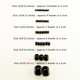 Jet Black glass, size 32/0 seed beads- Retail system