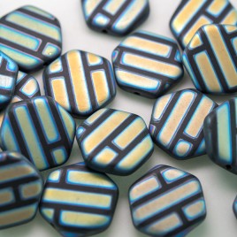 Jet Matt Hexagon 17mm Pressed Czech Glass Bead