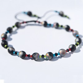 Jet Rainbow Macram&eacute; Symmetry Bead Bracelet
