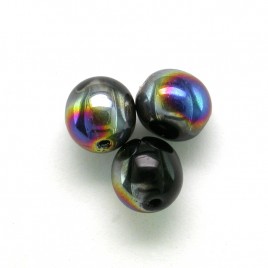 Jet Vitrail 6mm round Czech glass druk beads