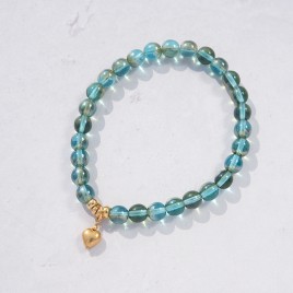 Lagoon Czech Glass Gold Heart - Love Bracelet.