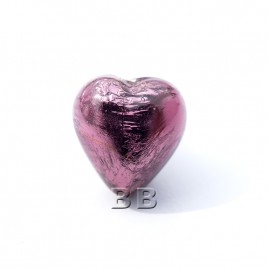 Light Amethyst Heart 12mm Silver Foil Czech glass Lampwork Bead