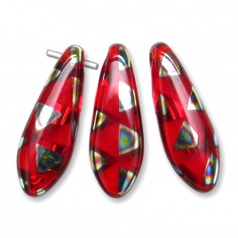 Light Red glass Dagger bead Peacock 5x16mm